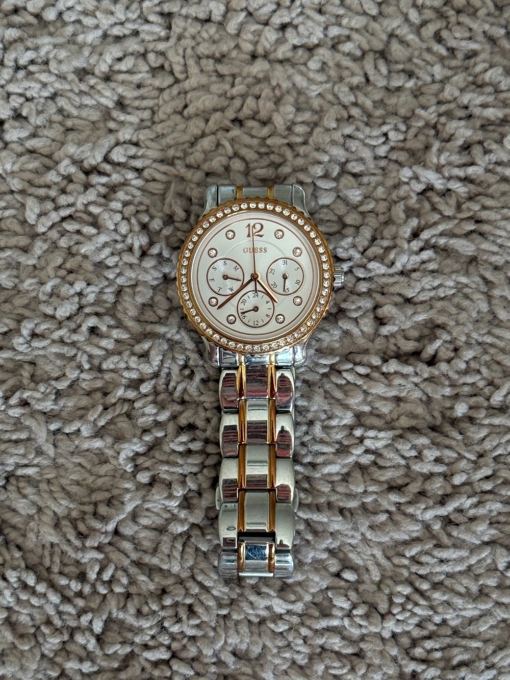 Guess Two-Tone Crystal-Accent Bracelet Watch - Silver & Gold